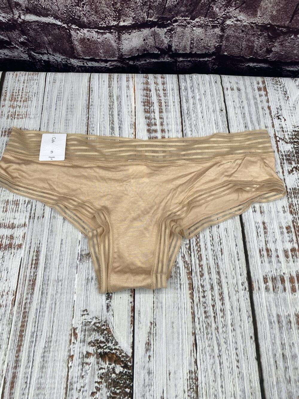 Calvin Klein Women Lace Trim Hiop Hipster Light Brown Nude XL NWT